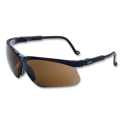 Uvex Genesis Safety Eyewear, S3202HS, Amber Tint, HydroShield Anti-Fog Coating, Polycarbonate Lens/Frame, Black
