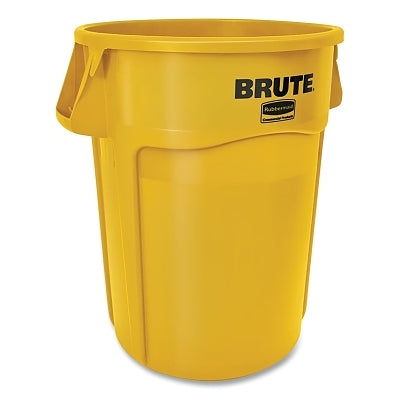 BRUTE Round Container without Lid, 44 gal, Heavy-Duty Plastic, Utility Waste, Yellow