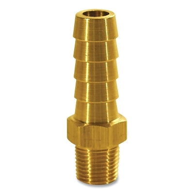 Barbed Hose Fitting, 3/8 in dia, 1.76 in L, Brass