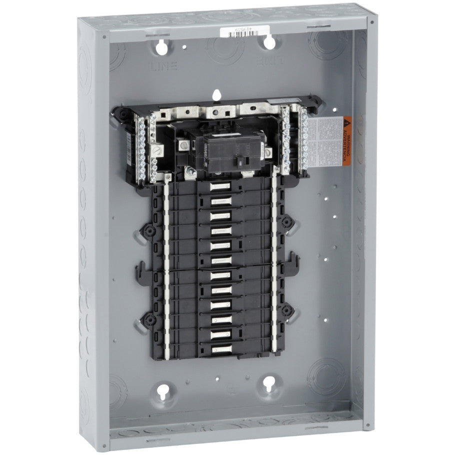 QO 100A 120/240V 1 Phase 24 Space PLug On Neutral Load Center With Factory Installed Main Circuit Breaker, 24 Single Pole