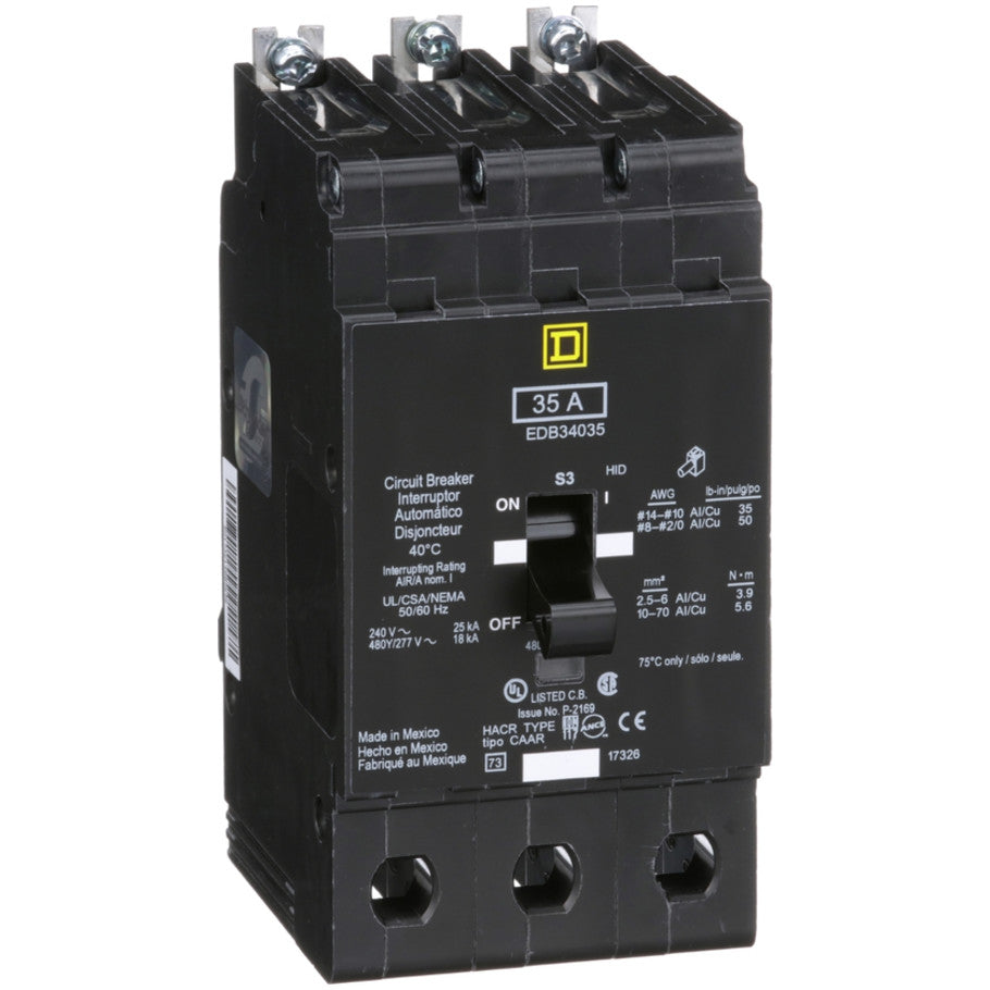 Mini circuit breaker, E-Frame, 35A, 3 pole, 480Y/277VAC, 25kA max, bolt on  TAA