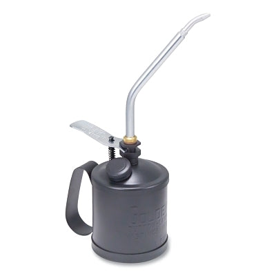 Heavy Duty Pump Oiler, 1 pt, Lever Action, 7.5 in Angle Spout, Powder-Coated Matte Black