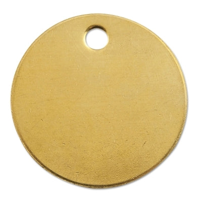 Brass Tags, 18 gauge, 1 1/2 in Diameter, 3/16 in Hole, Round