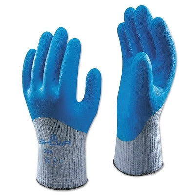 305 Latex Coated Gloves, 10/X-Large, Blue/Grey