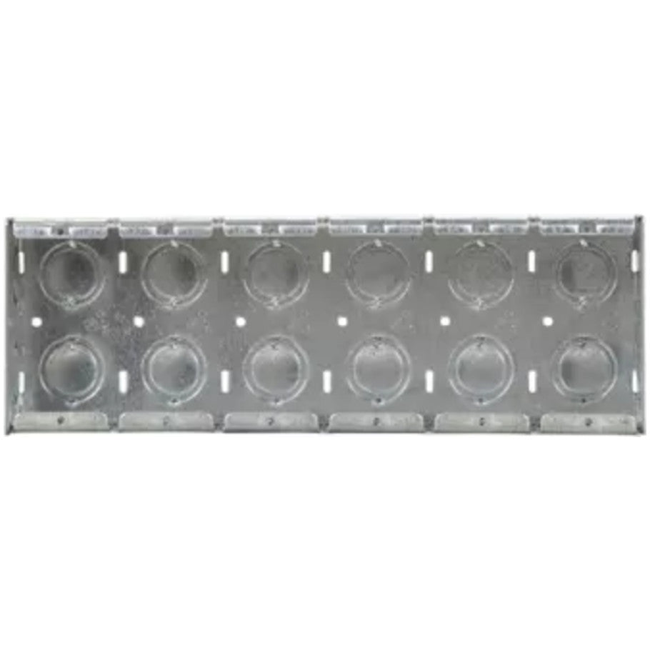 Masonry Box, Steel, 6-Gang, 2-1/2 in. D, (16) 1/2 3/4 in. C Side Knockouts, (12) 1/2 3/4 in. C Knockouts