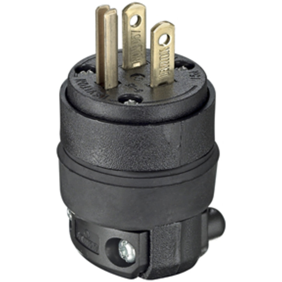 Black EPTR Rubber Straight Blade Plug, Residential Grade