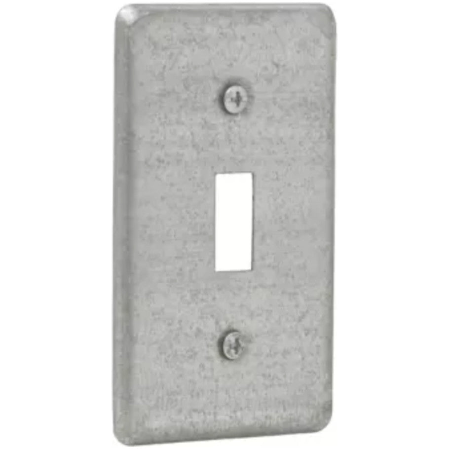 Utility Box Cover, Steel, UL Listed, 1/4 in. Raised, (1) Toggle Switch