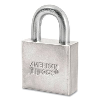 Solid Steel Padlock, 3/8 in dia, 1-1/8 in L, 3/4 in W, Silver, Keyed Alike, Keyed - 22574