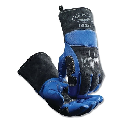 1520 revolution Premium Goat Grain Wool Insulated Back MIG/Stick/Plasma Welding Gloves, One Size, Black/Blue, Gauntlet Cuff