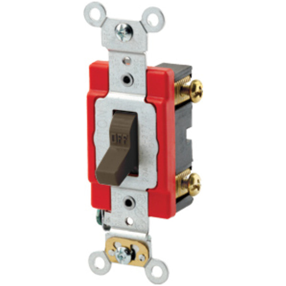 Extra Heavy Duty Industrial 1-Pole Toggle AC Quiet Switch, 20A, Brown