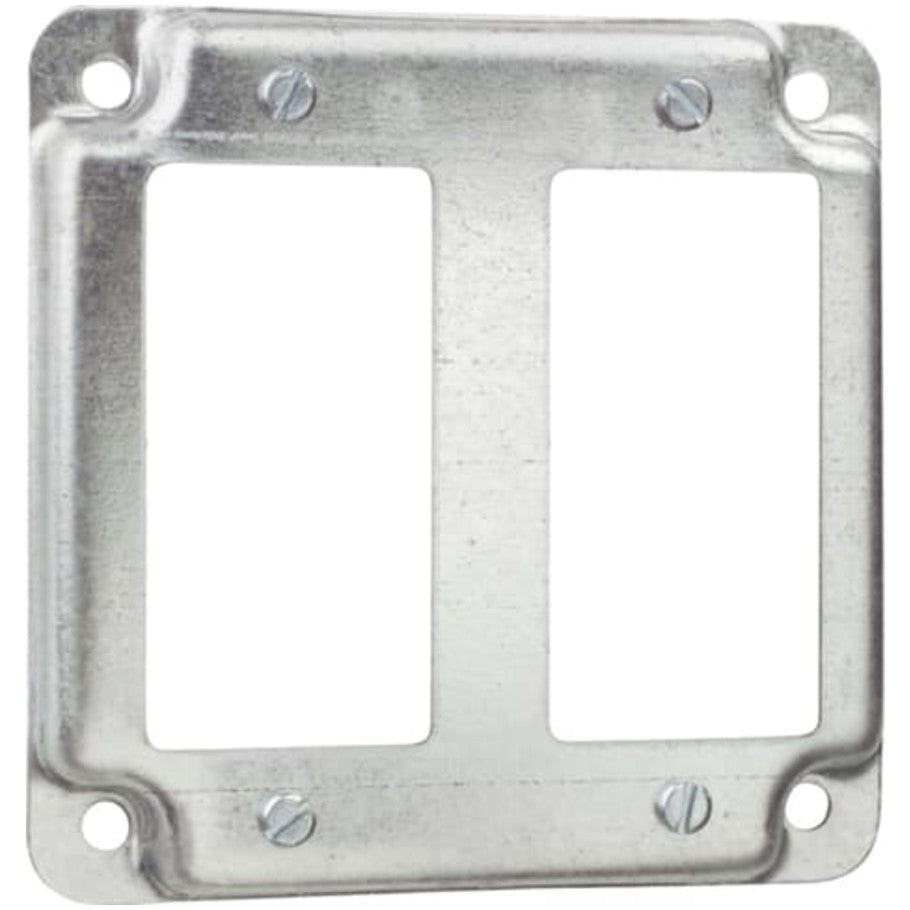 Steel City 4 in. Square Surface Cover, Steel, 1/2 in. Raised, (2) Ground Fault Receptacles