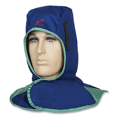Fire Fox FR Welding Hood, 23-6680, 9 oz Cotton, Athletic Mesh Lining, Full Neck Flap, Royal Blue, Resists Flame/Spatter