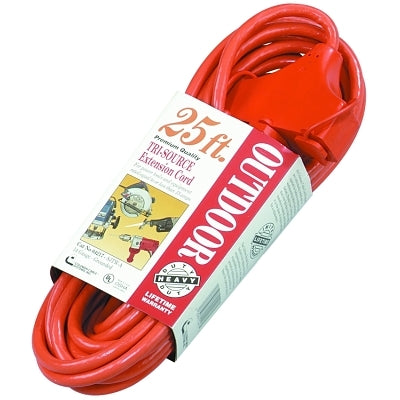 Tri-Source Vinyl Multiple Outlet Cord, 25 ft, 3 Outlets