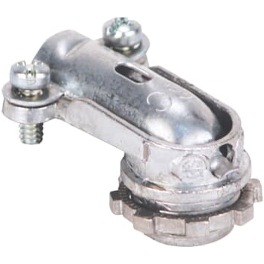 Steel City Clamp-Type Connector, Zinc Die Cast, 90  176;, Armored Cable and Flexible Metallic Conduit, 3/8 in.