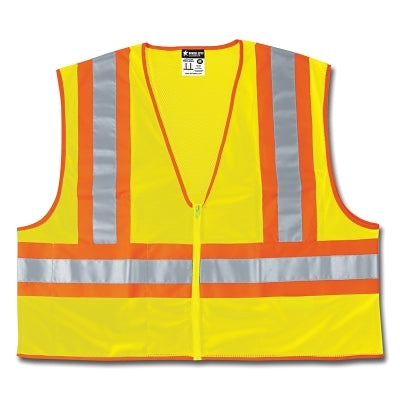 Luminator Class II Limited Flammability Vest, X-Large, Polyester Mesh, Fluorescent Lime, Zipper