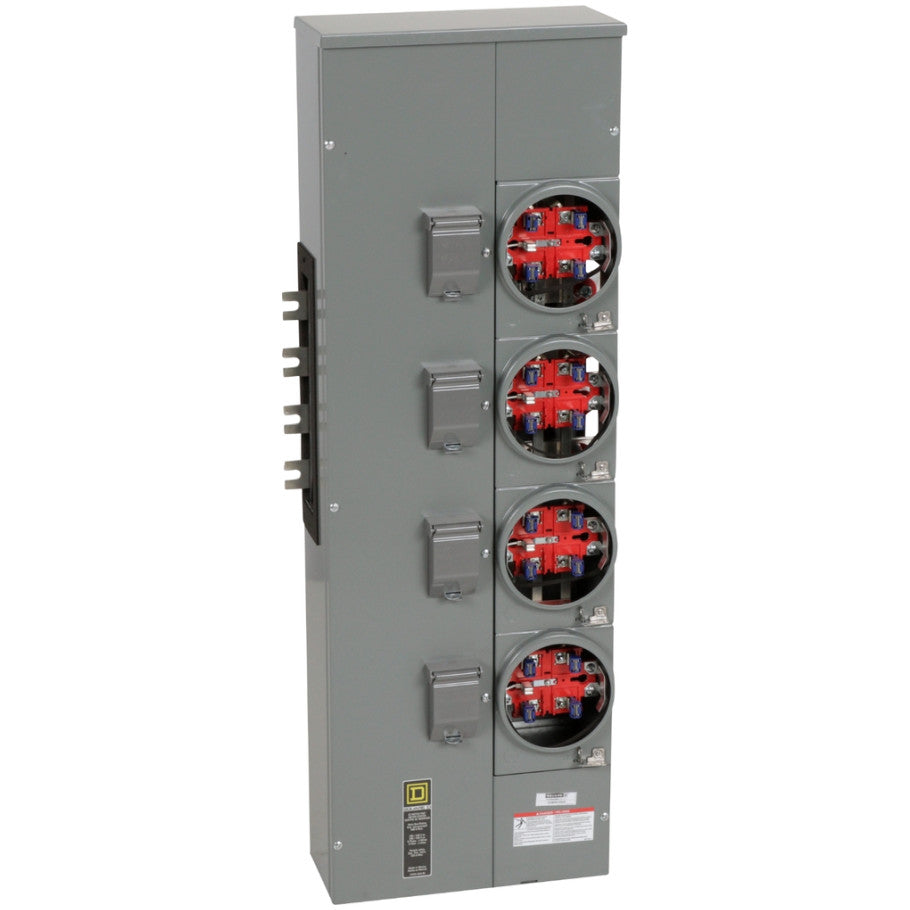 EZ Meter Pak EZMR Residential Branch Unit, 5 Jaw Ringless Socket With Horn Bypass, 225A, 3 Phase IN