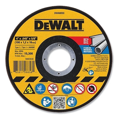 Cutting Wheel, Type 1, 4 in dia x 0.045 in Thick x 5/8 in Arbor, Aluminum Oxide