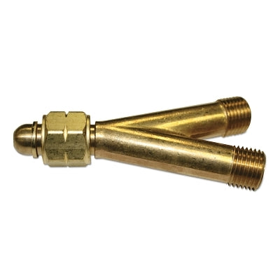 Y Connection, 200 psig, Brass, B-Size (F) Inlet to B-Size (M) Outlet, CGA-023, Acetylene/Fuel Gases, LH