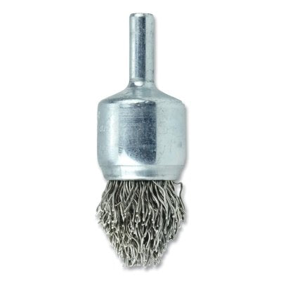 Crimped Wire End Brush, Stainless Steel, 3/4 in dia, 0.020 in wire, 22000 RPM