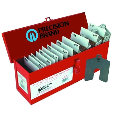 Slotted Shim Assortment Kit, 3 X 3 in, .001-1/8 in Thick, Full Assortment