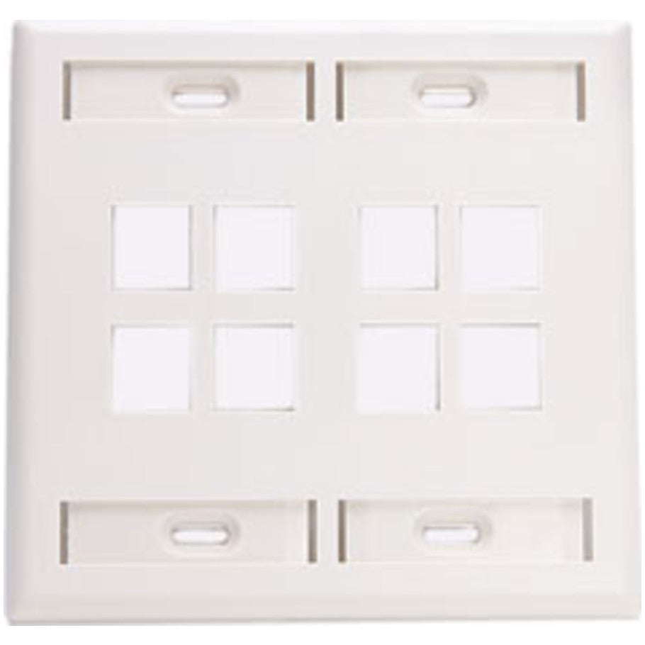 Dual-Gang QUICKPORT Wallplate with ID Windows, 8-Port, White