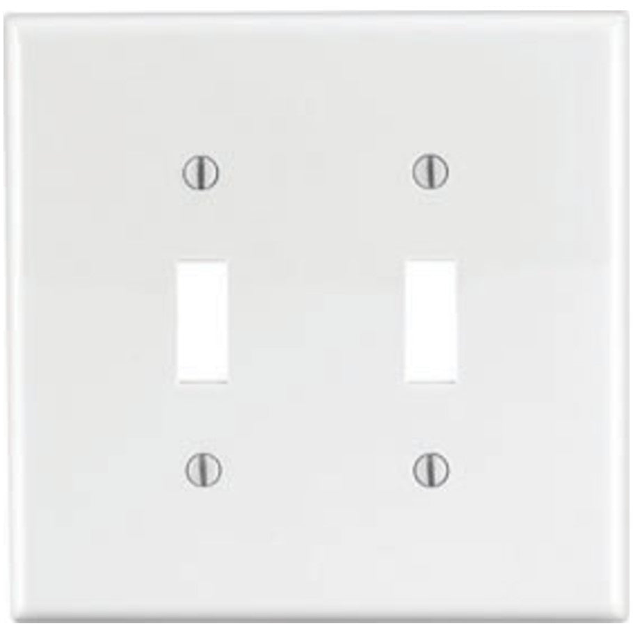 Nylon 2 Gang Device Mount Midsize Toggle Switch Wall Plate, White