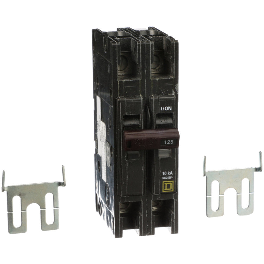 QOU Miniature High Ampere Circuit Breaker, Unit-Mount, 10kA, 120/240 Vac, 2-Pole, 125A