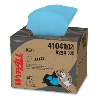 X80 Heavy-Duty Cloth, Blue, 11.1 in W x 16.8 in L, 160 Sheets/BX, Brag Box