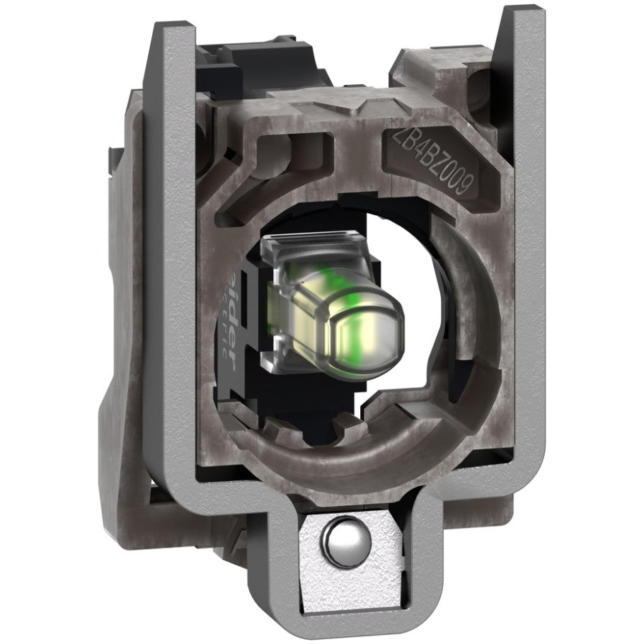 Complete body light block assembly, Harmony XB4, metal, universal LED, body fixing collar, 24...120V AC DC