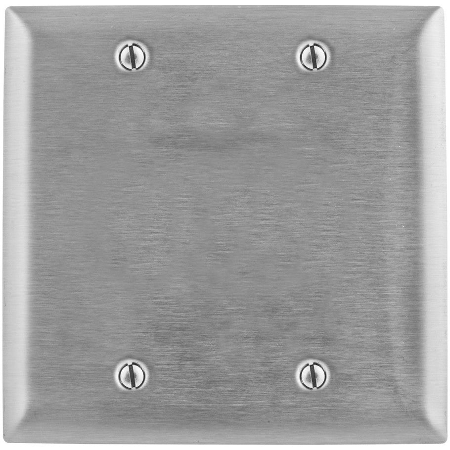Blank Wall Plate, 2-Gang, Vertical Mount, 302/304 Stainless Steel
