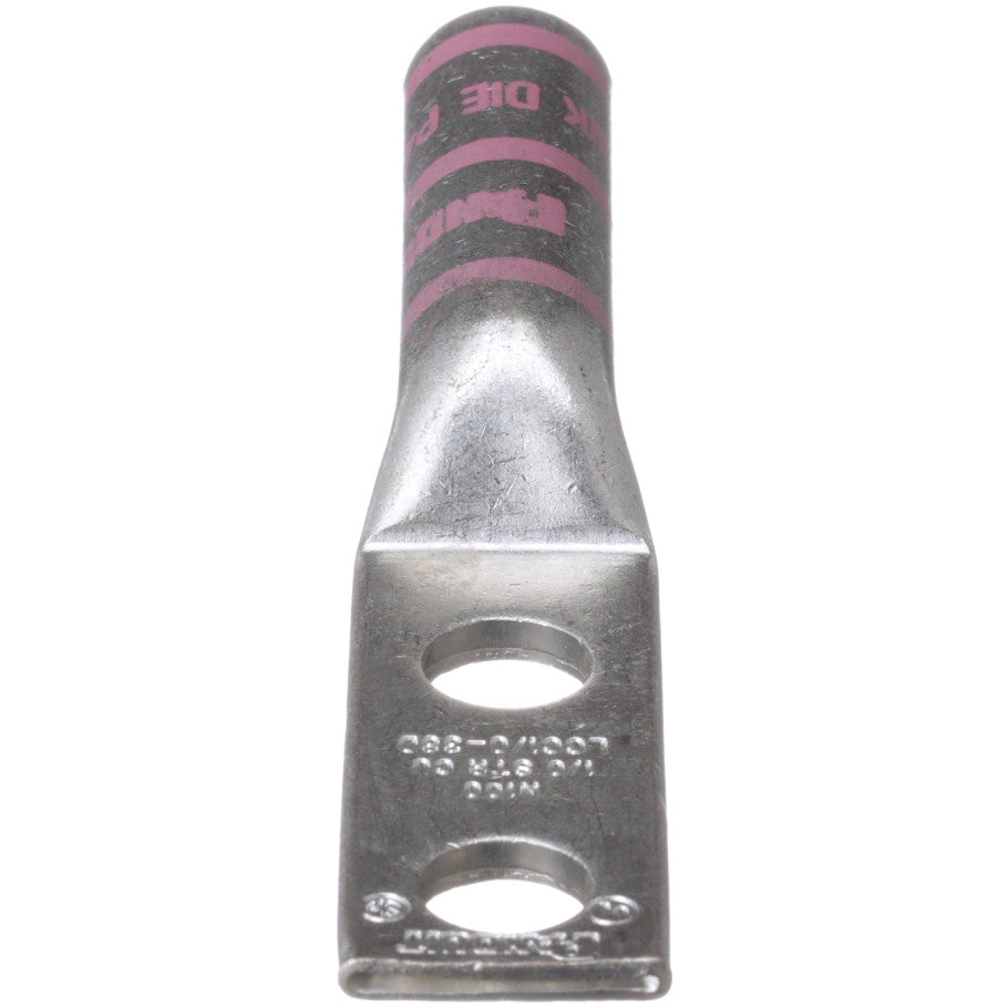 Long Barrel Lug, Pink, 2-Hole, 1/0 AWG, 3.69 in.