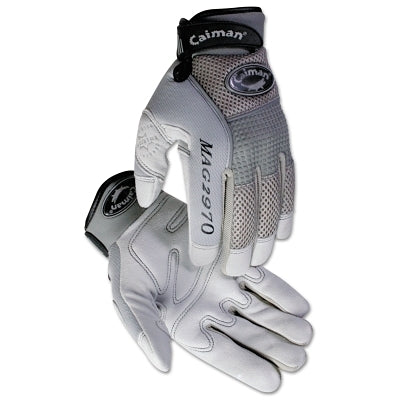2970 Deerskin Padded Palm Knuckle Protection Mechanics Gloves, Large, Gray