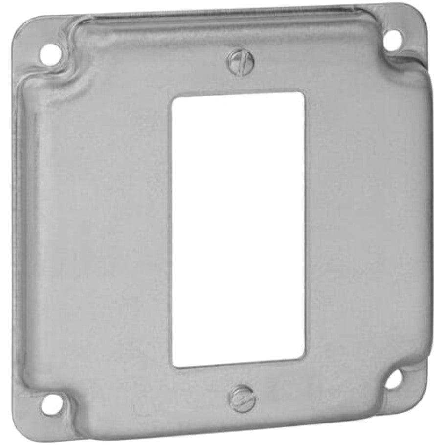 Steel City 4 in. Square Surface Cover, Steel, 1/2 in. Raised, (1) Ground Fault Receptacle