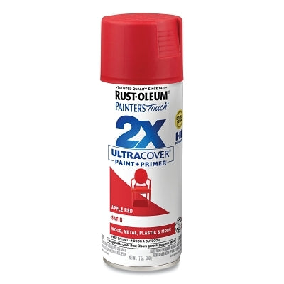 Painter's Touch 2X Ultra Cover Gloss Spray Paints + Primer, 12 oz, Aerosol Can, Apple Red