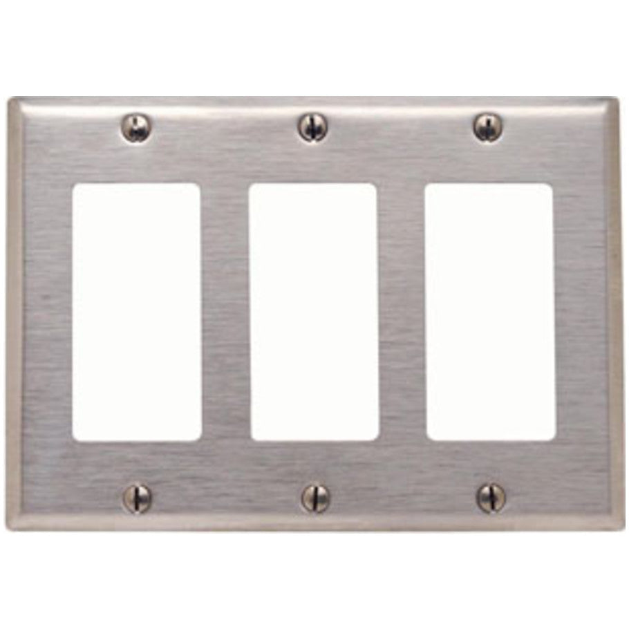 Type 302 Stainless Steel 3 Gang Device Mount Decora/GFCI Device Wall Plate