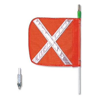 General Purpose Safety Whip, 12 in x 11 in Org Flag, Thrd Hex Base, Non-Lighted, 3 ft Whip