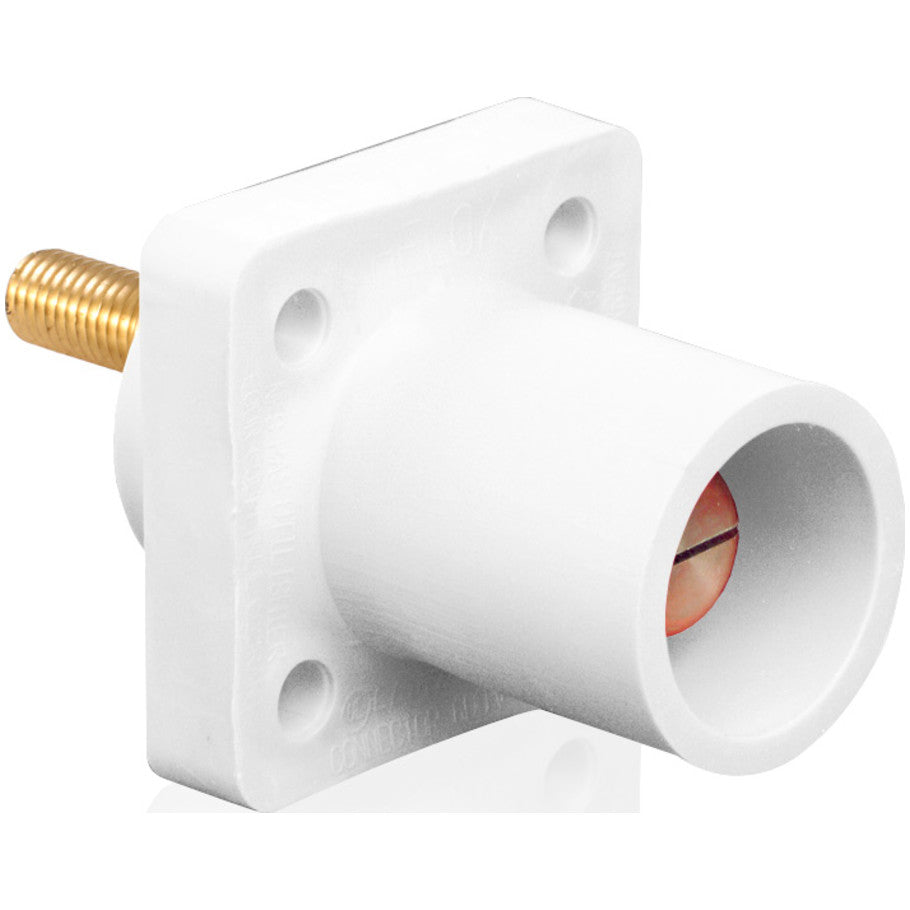 Panel Receptacle, Brass, 400A, 600V ac/dc, 4/0 to 2 AWG, Male, White, 2.28 L x 2.28 in. W