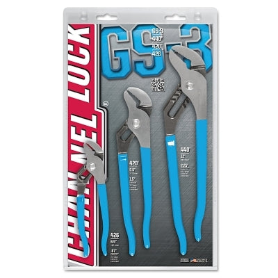 Tongue and Groove Straight Jaw Plier Set, 3-Pc, 6.5 in L, 9.5 in L, 12 in L