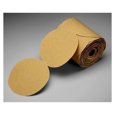 3M 051144-01420 Stikit Gold Paper Disc Roll 216U, Aluminum Oxide, 5 in dia x NH, P320 Grit, Die 500X