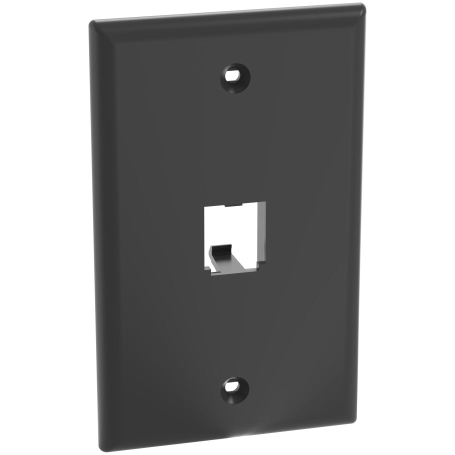 Mini-Com Classic Series, 1 Gang, Vertical Faceplate, 1-Port, Black