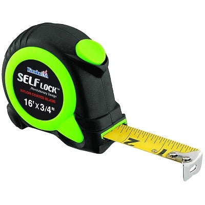 Self Lock Measuring Tape, 3/4 in x 16 ft, Green/Black