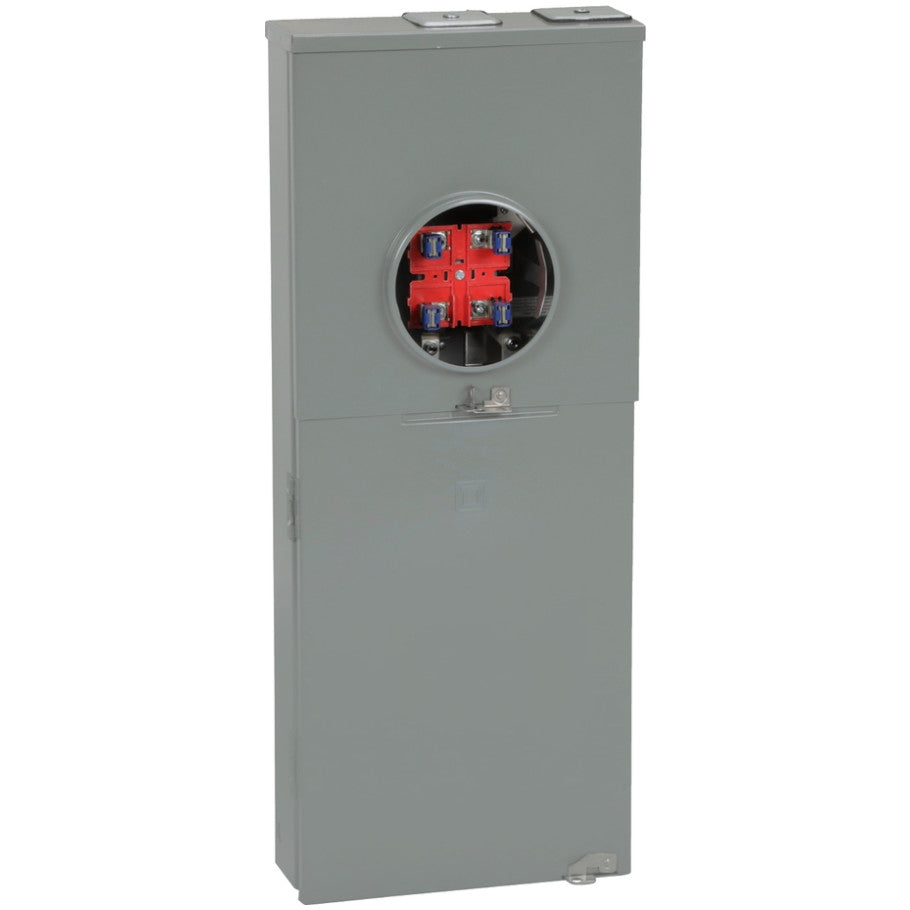 Meter mains, QO, CSED, ringless socket, 125A, surface mount, maximum 8 spaces, 16 circuits, no bypass