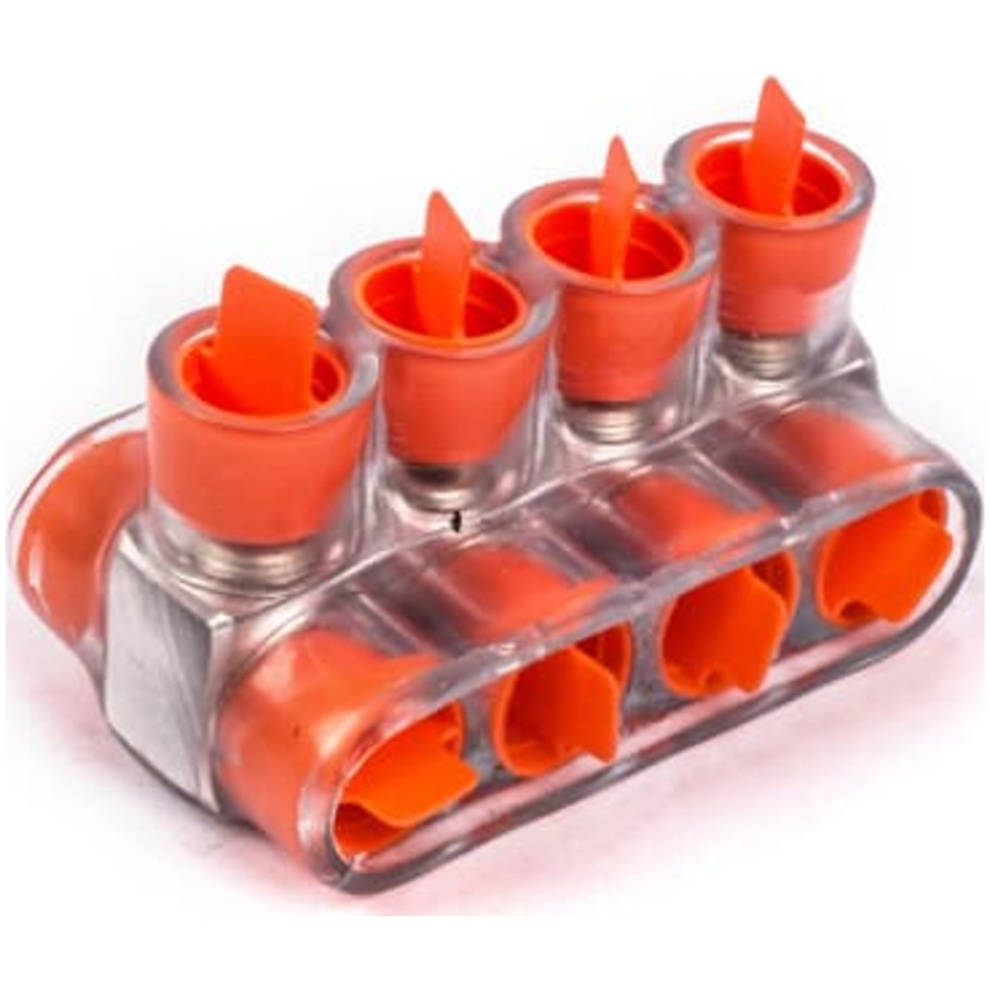 Double-Sided Insulated Multi-Cable Connector Block, 4 Outlet, 6 AWG to 250 kcmil