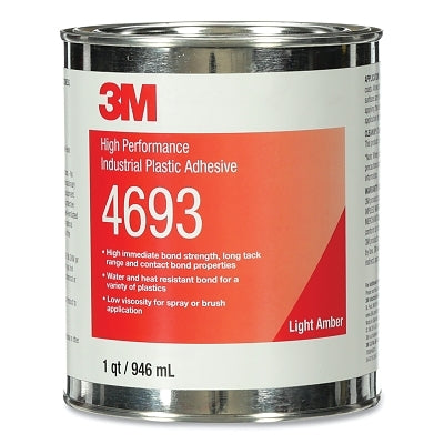 High Performance Industrial Plastic Adhesive, 4693, 1 qt, Can, Light Amber