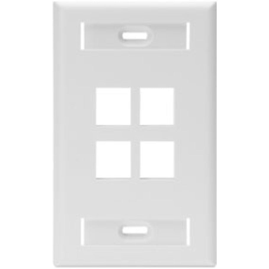 Single-Gang QUICKPORT Wallplate with ID Windows, 4-Port, White