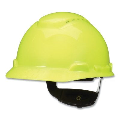 3M H-709SFV-UV SecureFit Pressure Diffusion Ratchet Suspension w/UVicator Hard Hats and Caps, Cap, Vented, Hi-Vis Yellow