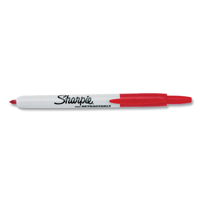 Retractable Permanent Marker, Red, Fine, Bullet Tip