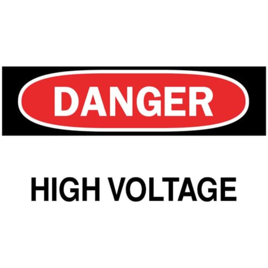 E-Z-Code Safety Label, Black/Red/White, Legend: Danger High Voltage