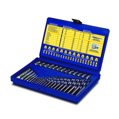 Screw Extractor and Drill Bit Set, EX-1 to EX-6, 1/8 in to 1/2 in, Hard Case