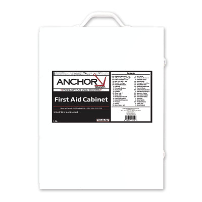 3 Shelf First Aid Cabinet, 150 Person, Metal Case, Includes 800 Pieces